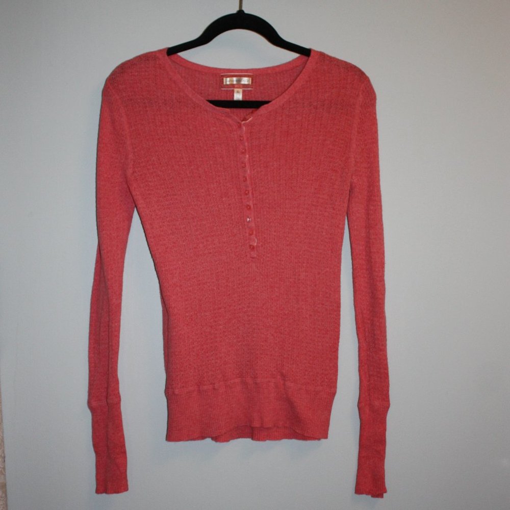 Aeropostal Pink Long Sleeve Sweater With Buttons (X-Large)